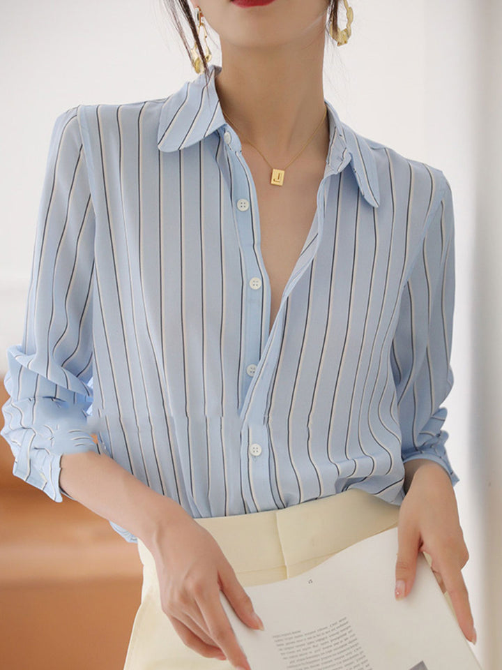 Julia Classic Chic Loose Striped Shirt