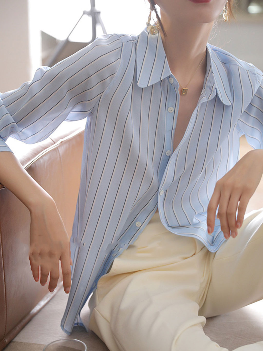 Julia Classic Chic Loose Striped Shirt