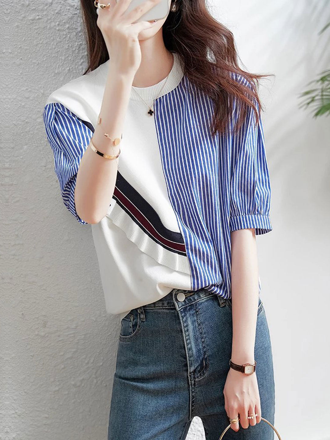 Jasmine Casual Puff Sleeve Knitted Sweater