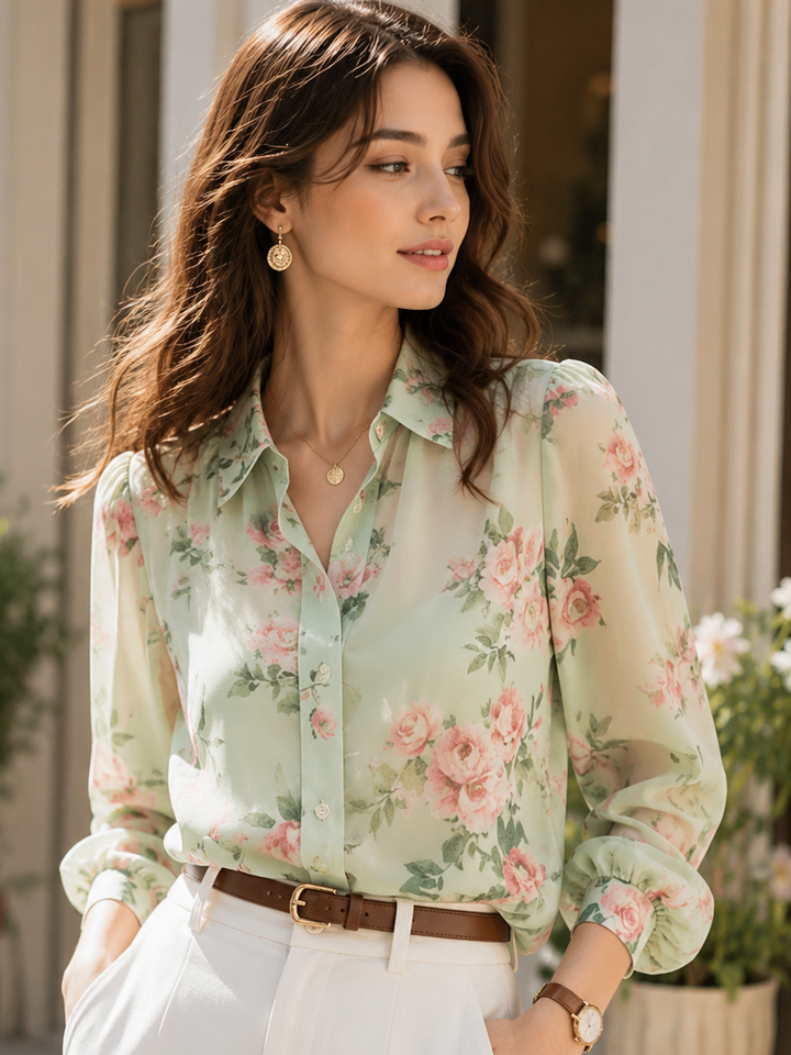 Paige Vacation Polo Floral Chiffon Blouse