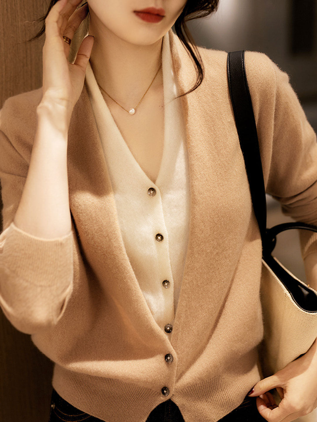 Ruby Classic V-neck Knitted Cardigan Skirt Set