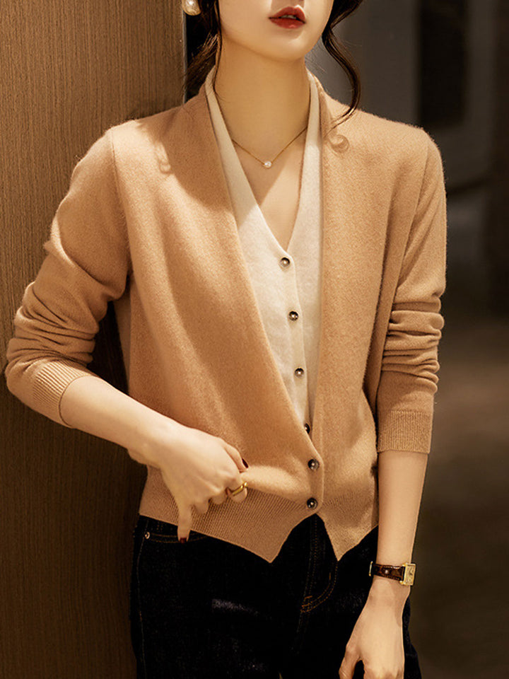 Ruby Classic V-neck Knitted Cardigan Skirt Set