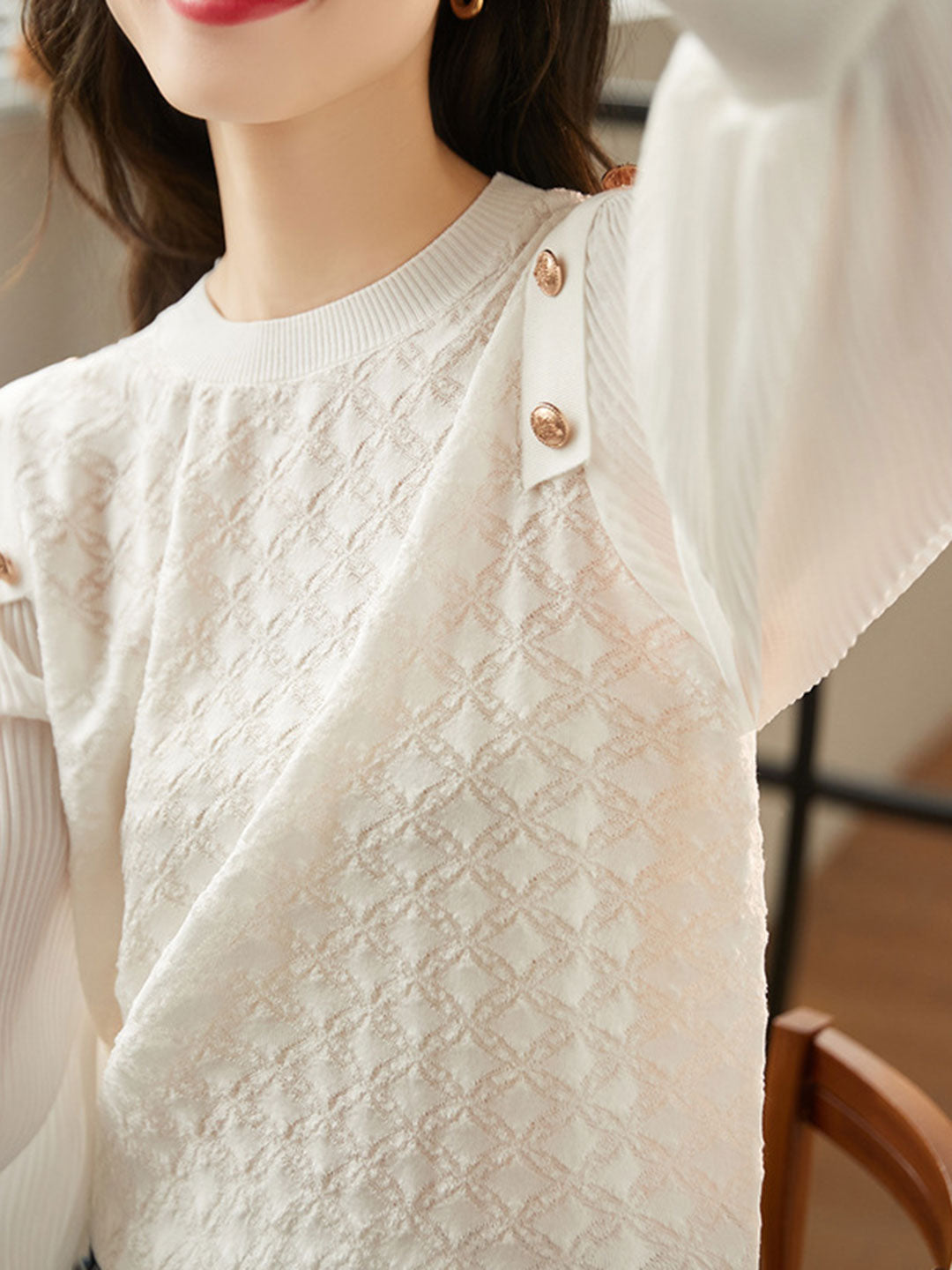 Alyssa Elegant Balloon Sleeve Knitted Blouse
