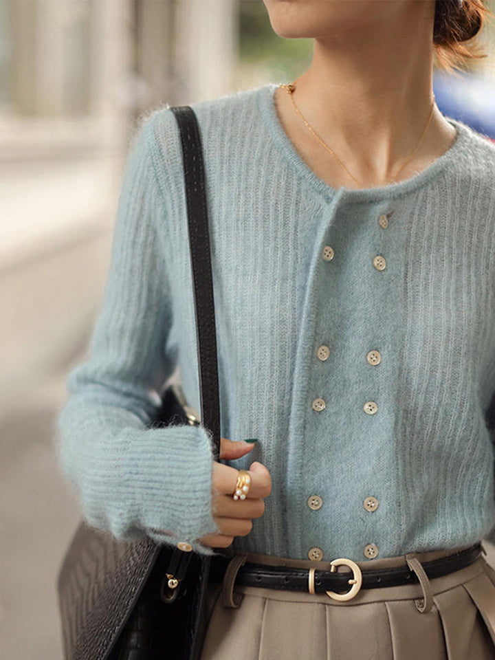 Alena French Style Double-breasted Knitted Cardigan