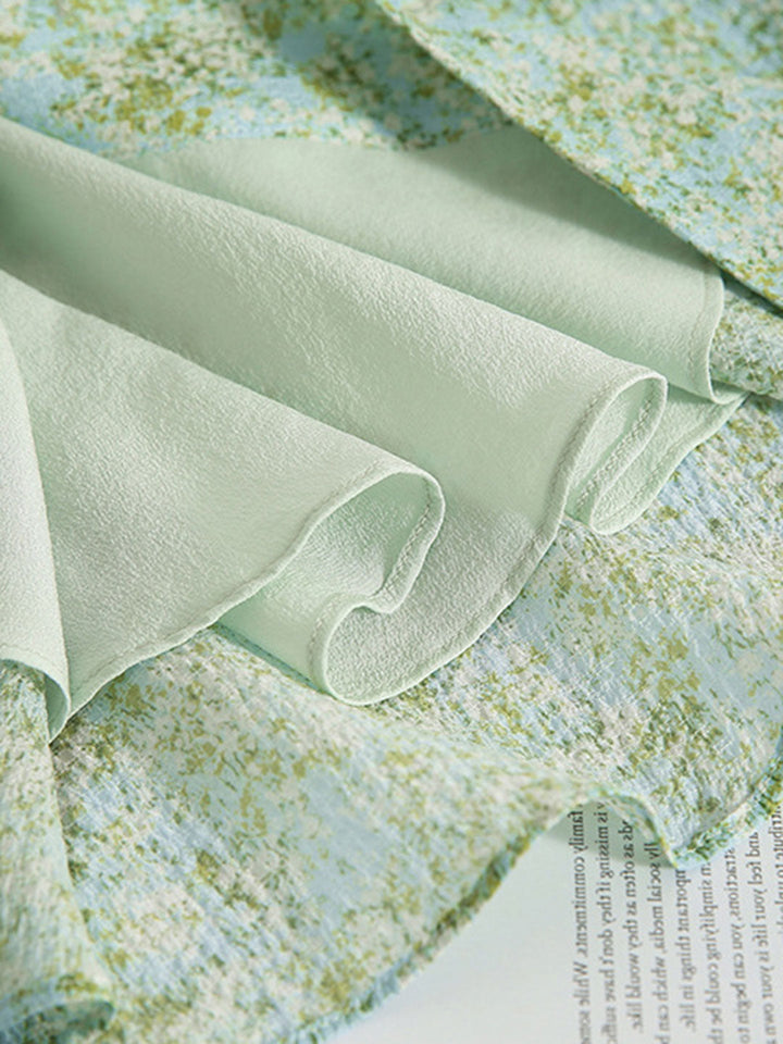 Molly Printed Green Floral Chiffon V-neck Shirt