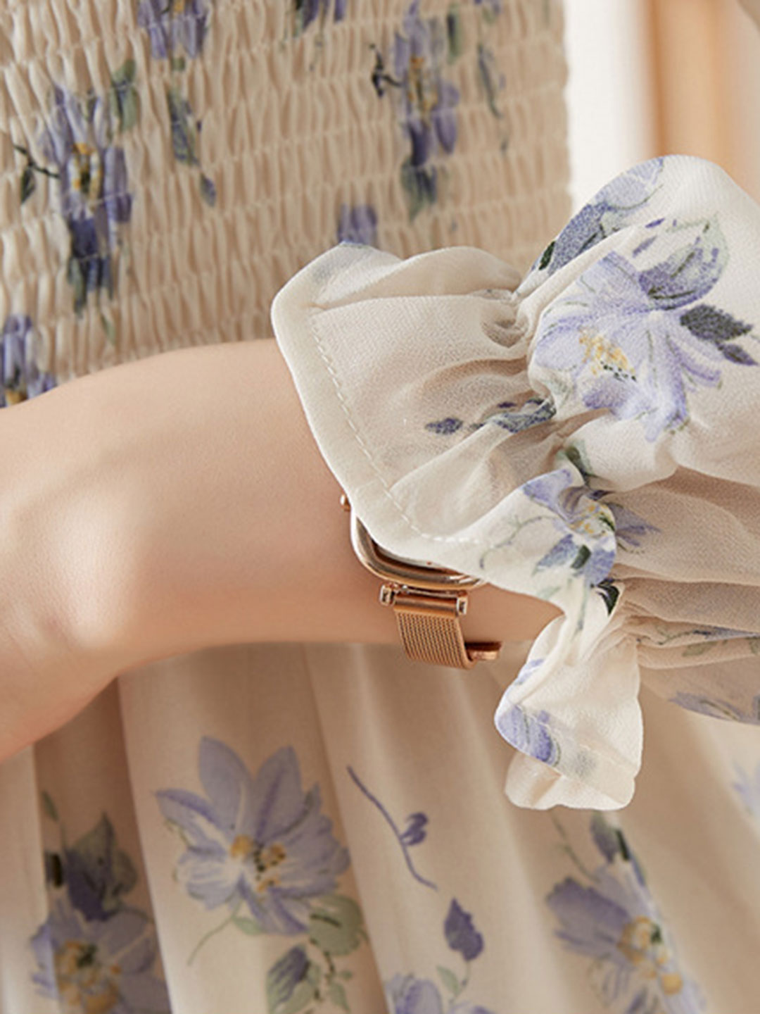Zoey Retro Chiffon Printed Floral Dress