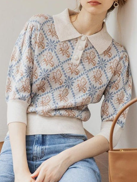ROSELOVELLE Slim Fit Knit Pullover-Beige