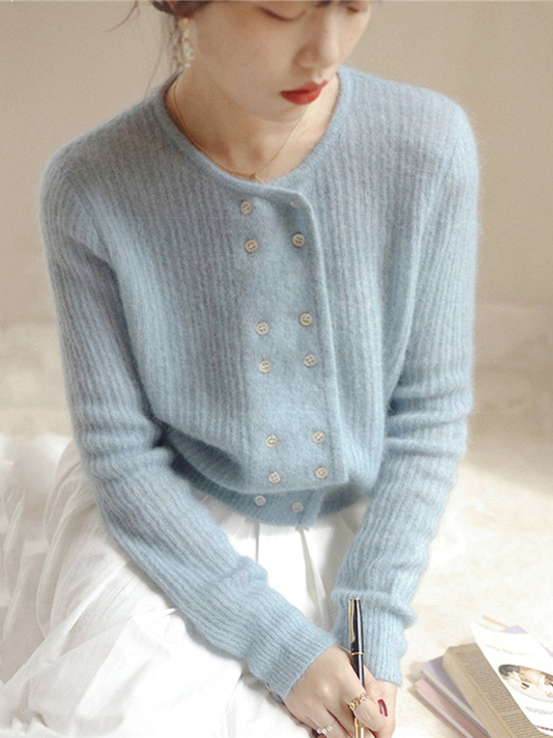Alena French Style Double-breasted Knitted Cardigan