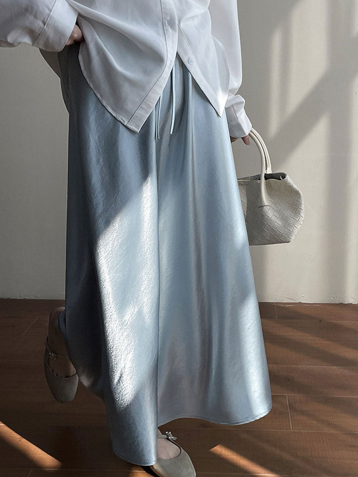 Mary Elegant Solid Color Satin Skirt