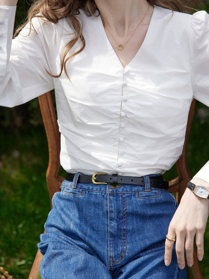 Jasmine Elegant V-Neck Puff sleeve Top