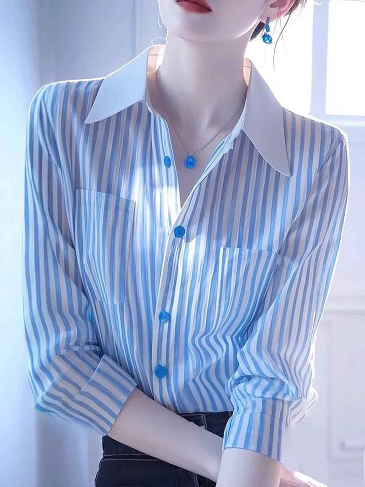 Hailey Daily Lapel Striped Shirt