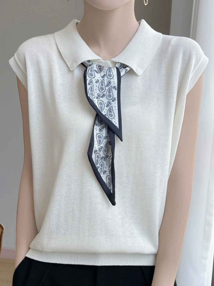 Maria Elegant Polo Collar Knitted Top