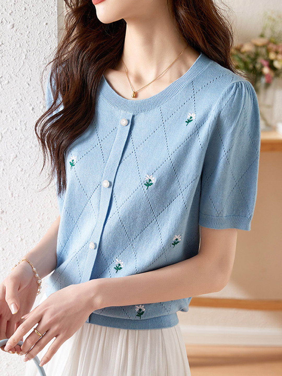 Natalie Classic Diamond Knitted Top