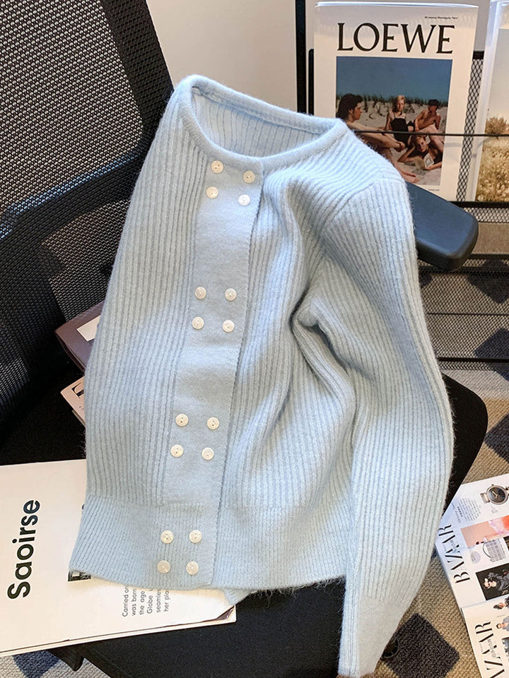 Alena French Style Double-breasted Knitted Cardigan