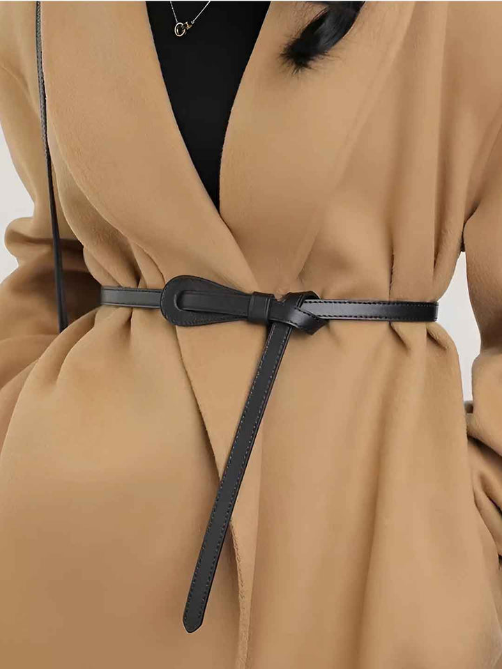 Slim Leather Knotted Belt