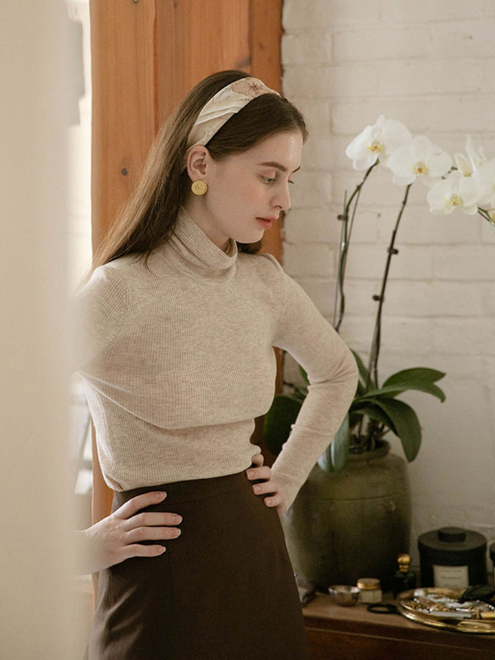 Teresa Classic Turtleneck Bottoming Knitwear-Beige