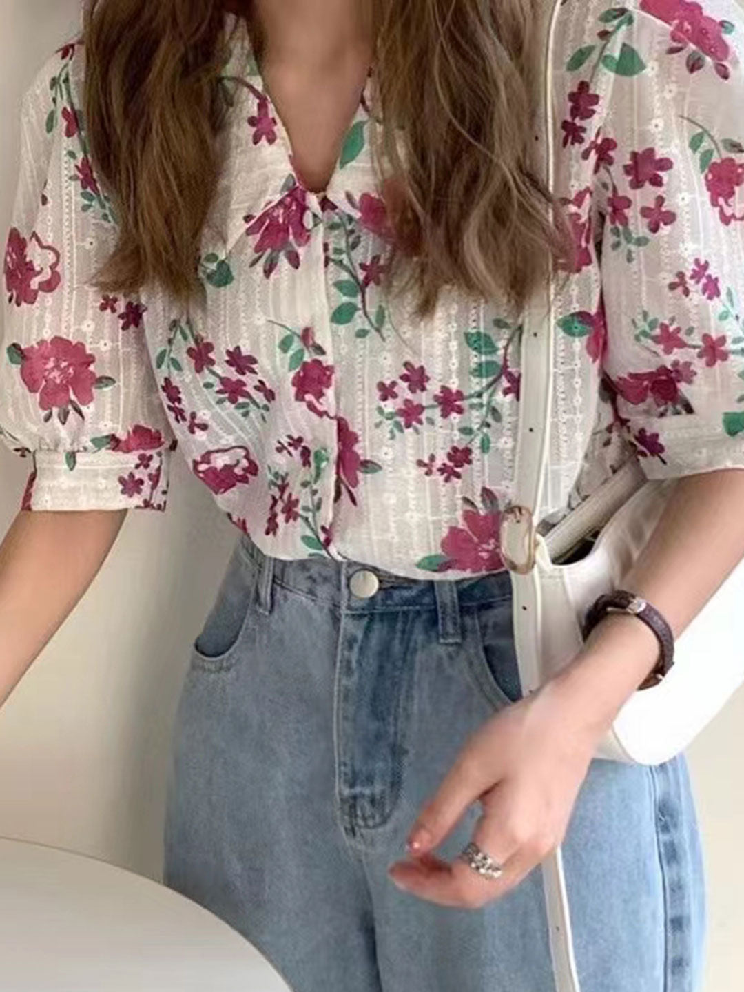 Sophia Retro Chiffon Embroidered Blouse-Orange