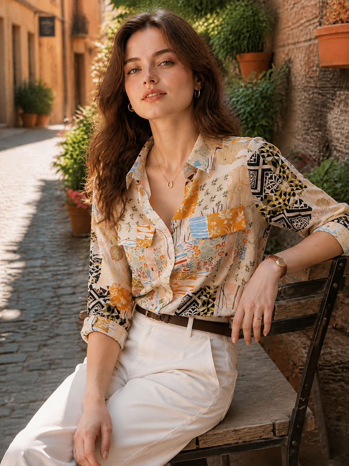 Aaliyah Loose Lapel Printed Shirt