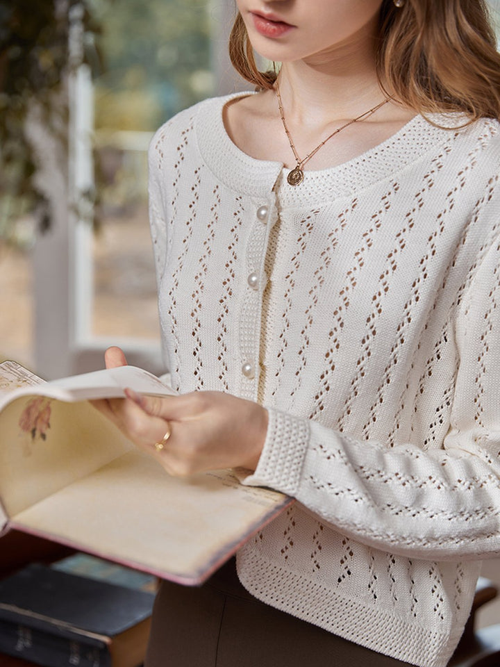 Althea Hollow Classic Knit Cardigan