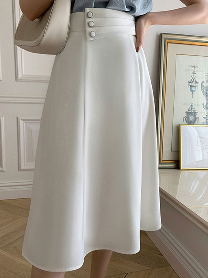 Elizabeth Retro High Waist A-Line Pleated Skirt-White