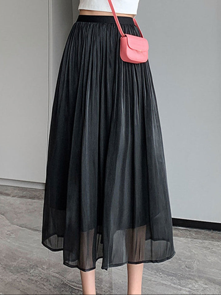 Clara French Style High Rise Vacation Full Skirt-Black