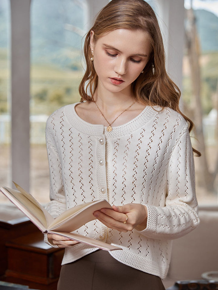 Althea Hollow Classic Knit Cardigan