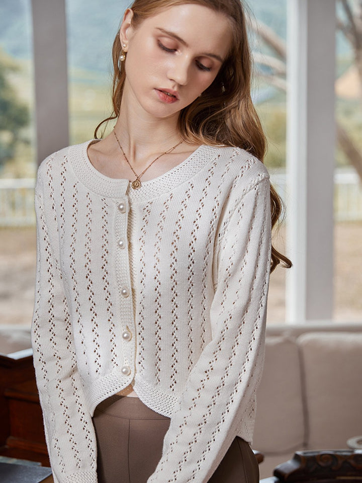 Althea Hollow Classic Knit Cardigan