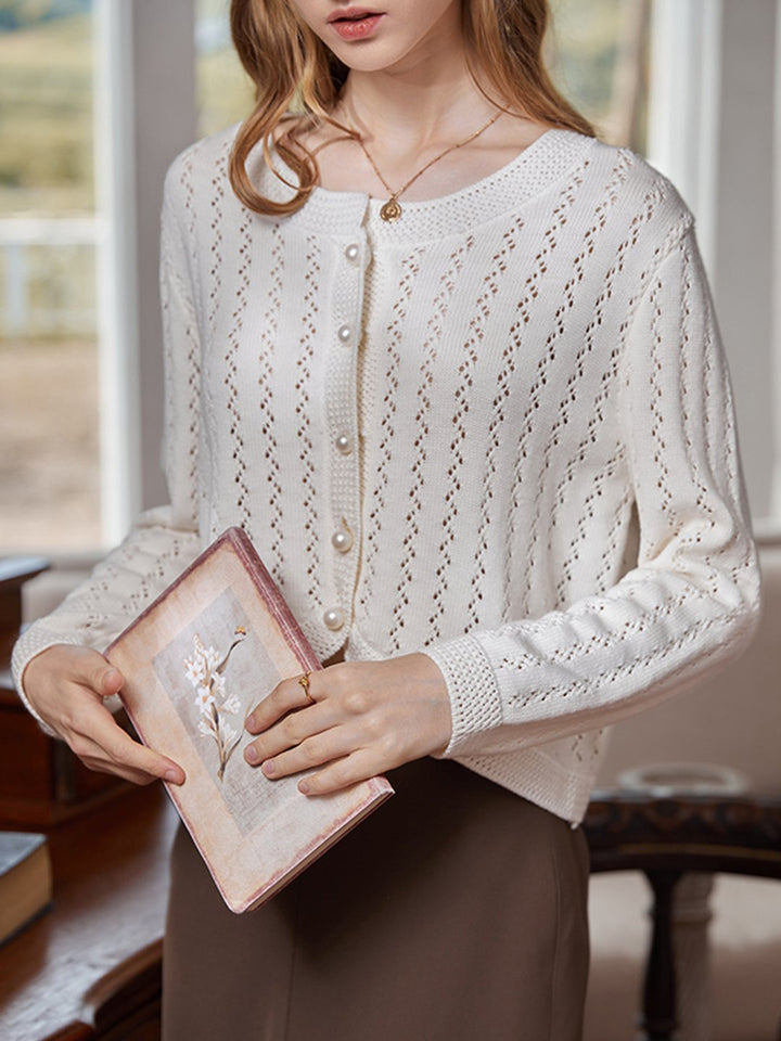 Althea Hollow Classic Knit Cardigan