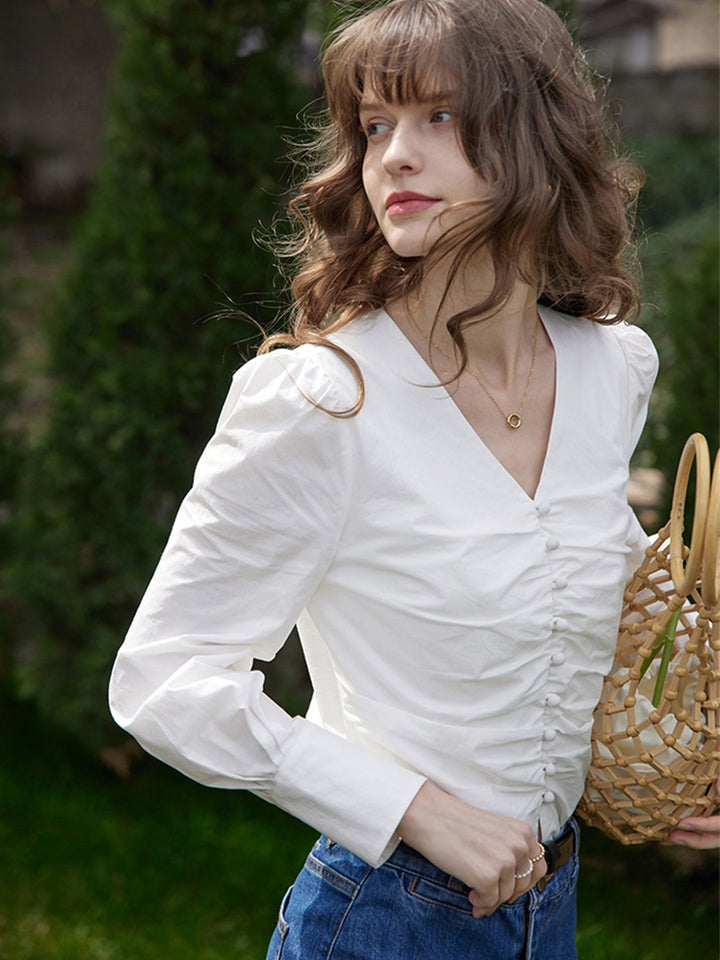 Jasmine Elegant V-Neck Puff sleeve Top