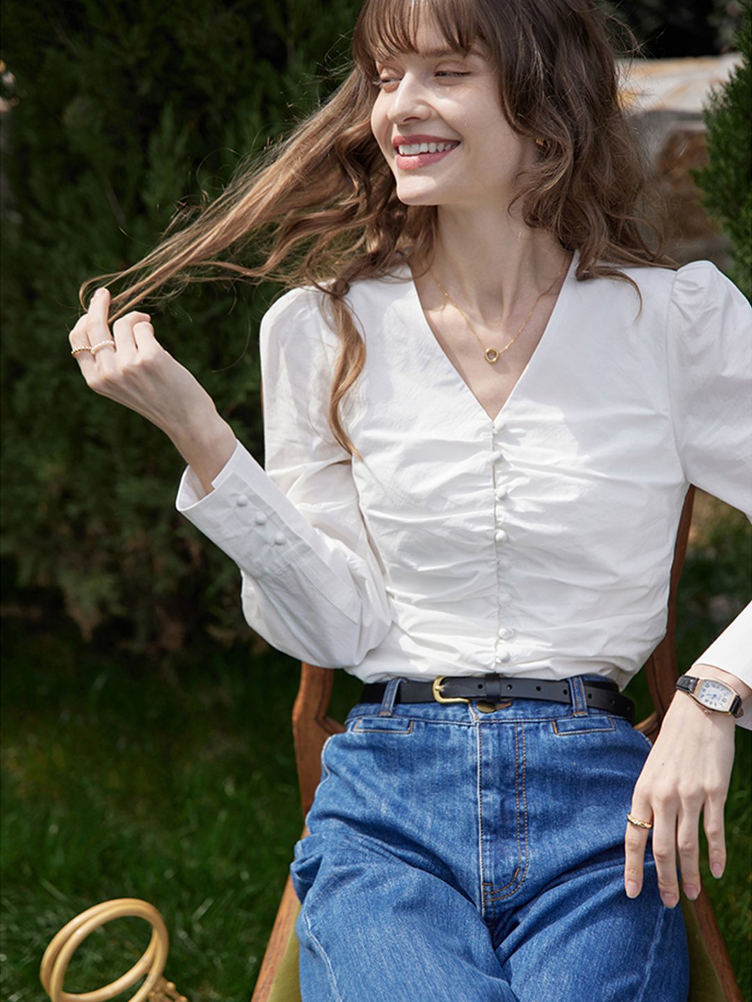Jasmine Elegant V-Neck Puff sleeve Top