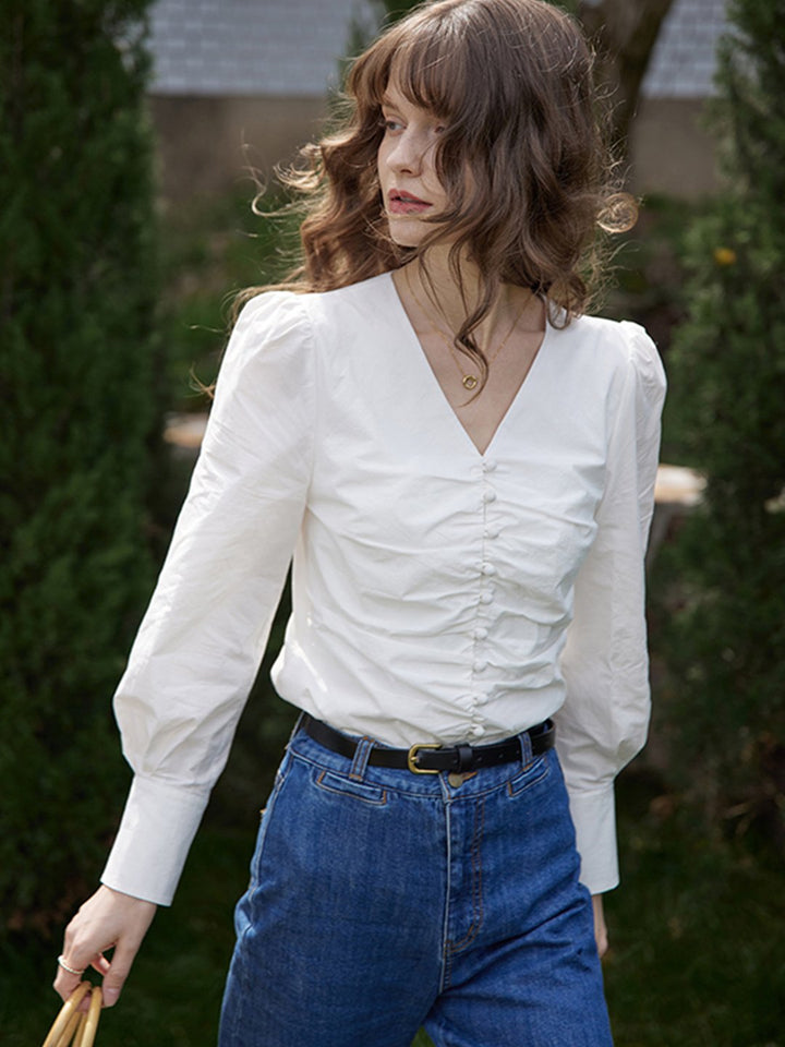 Jasmine Elegant V-Neck Puff sleeve Top