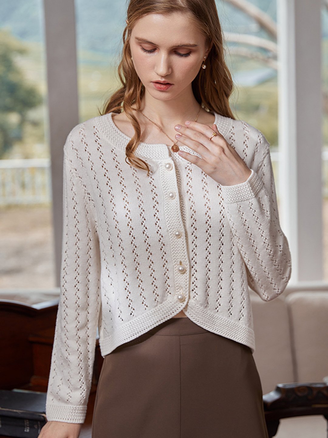 Althea Hollow Classic Knit Cardigan
