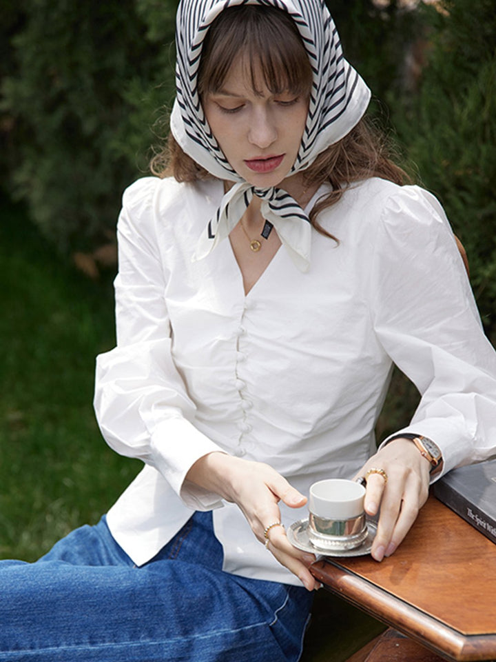 Jasmine Elegant V-Neck Puff sleeve Top