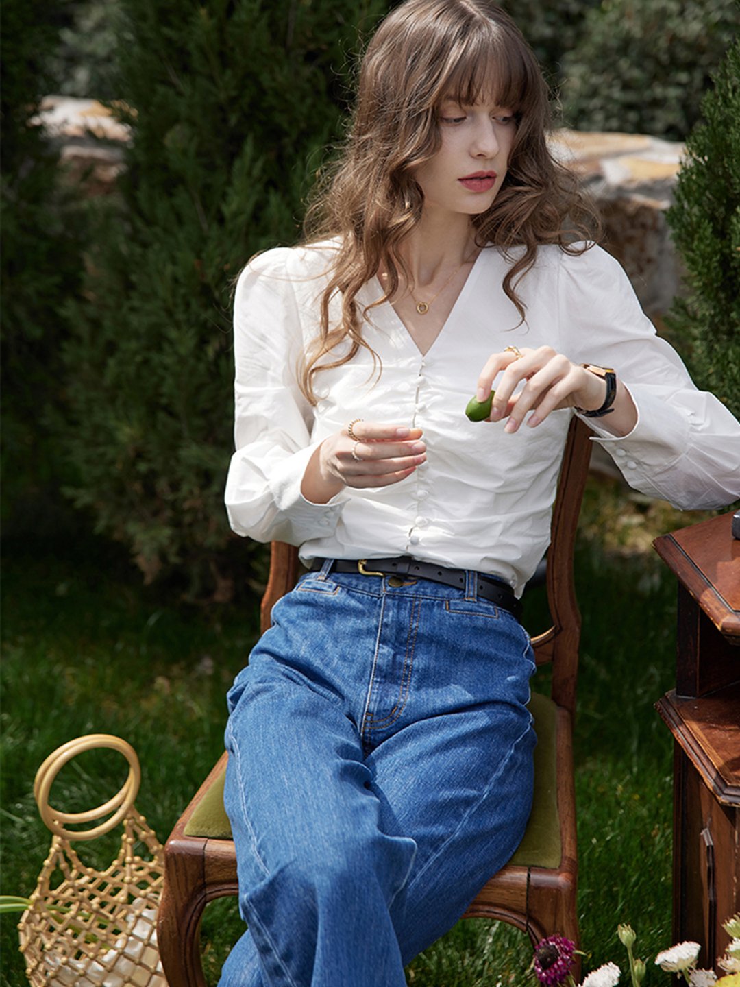 Jasmine Elegant V-Neck Puff sleeve Top
