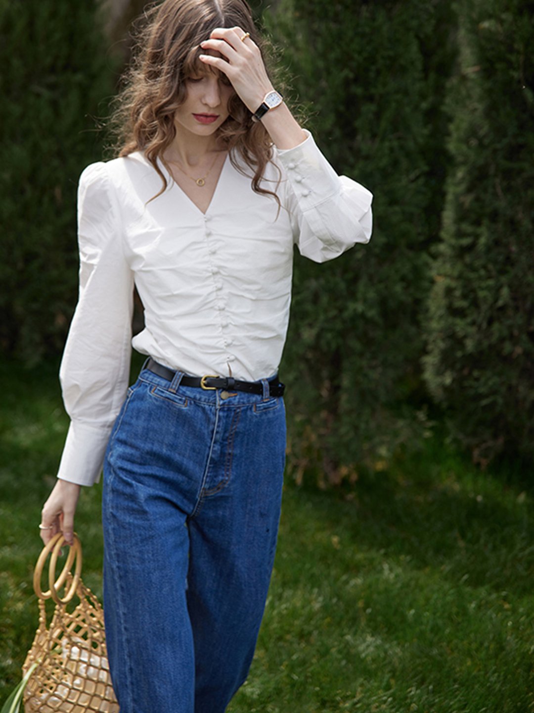 Jasmine Elegant V-Neck Puff sleeve Top