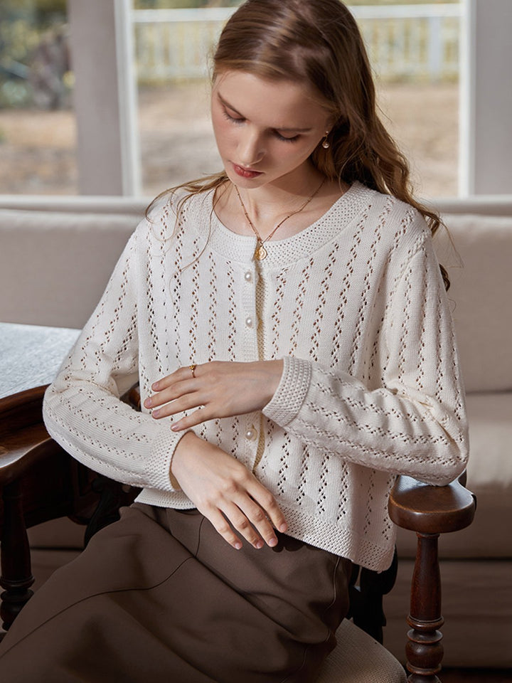 Althea Hollow Classic Knit Cardigan