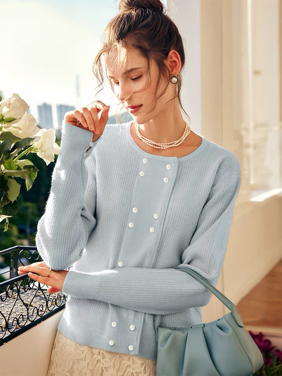 Alena French Style Double-breasted Knitted Cardigan