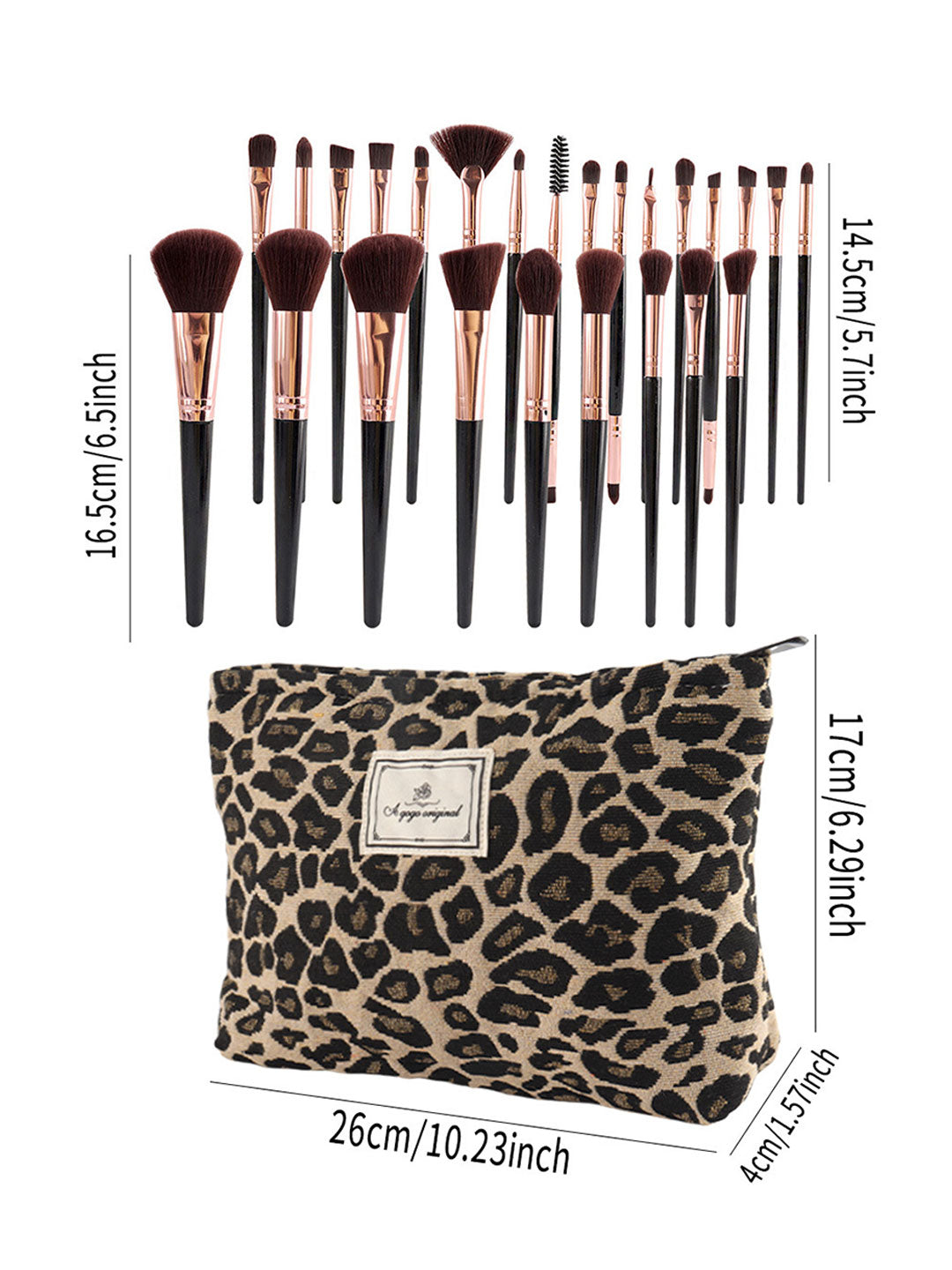 52Pcs Tweed Style Makeup Bag And Brushes Set Professional Tools