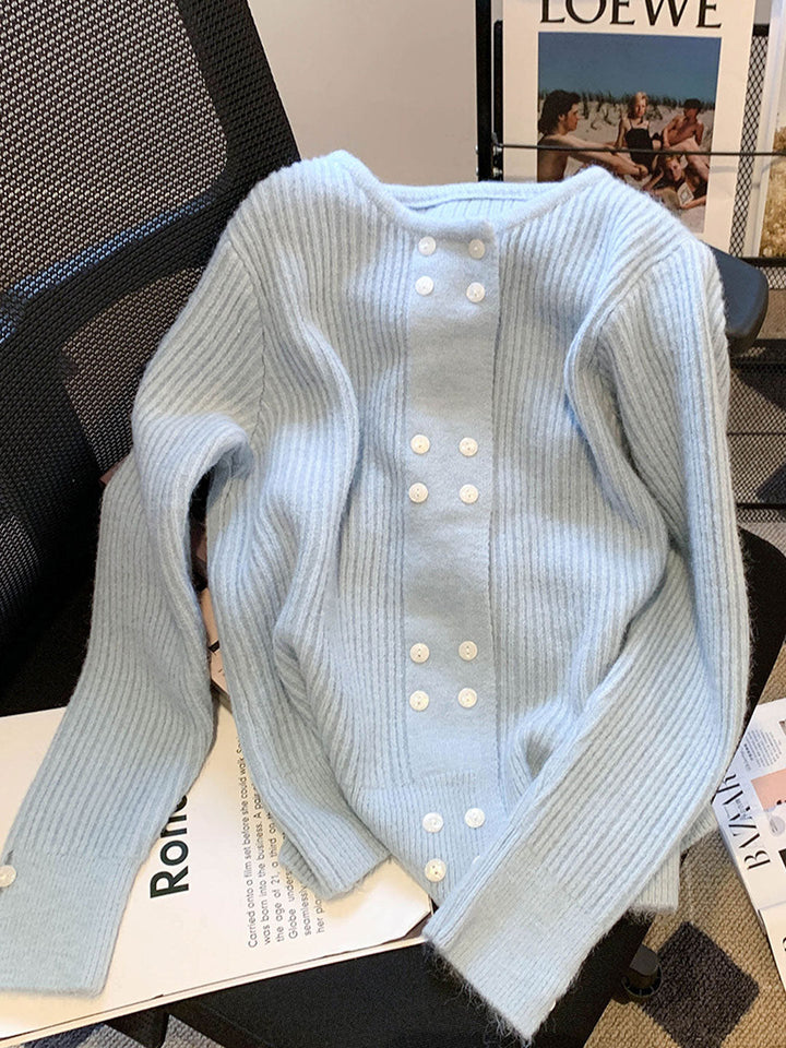 Alena French Style Double-breasted Knitted Cardigan