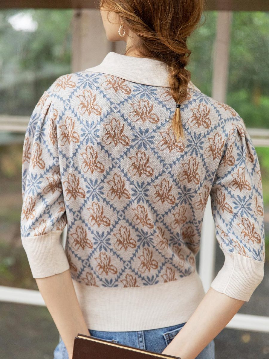 ROSELOVELLE Slim Fit Knit Pullover-Beige