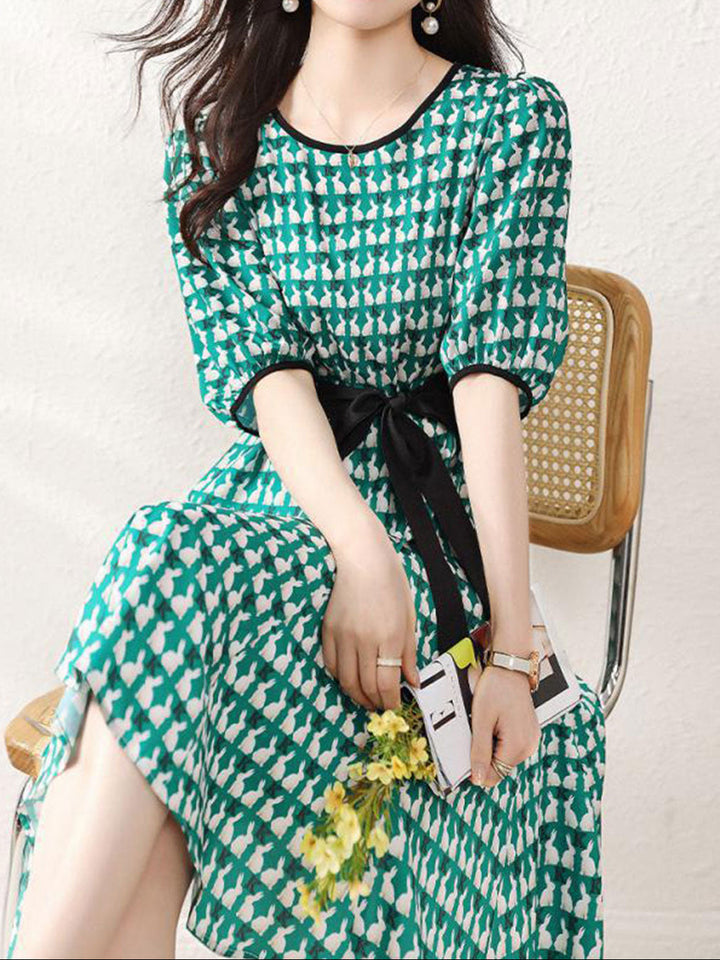 Madison Retro Printed Bow Dress