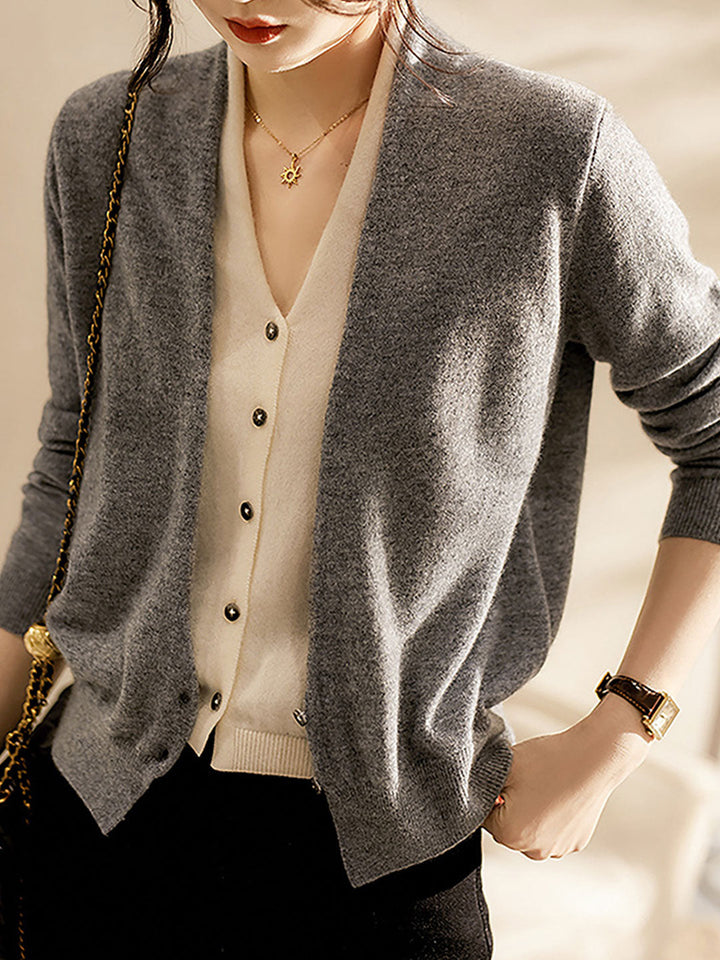 Ruby Classic V-neck Knitted Cardigan Skirt Set