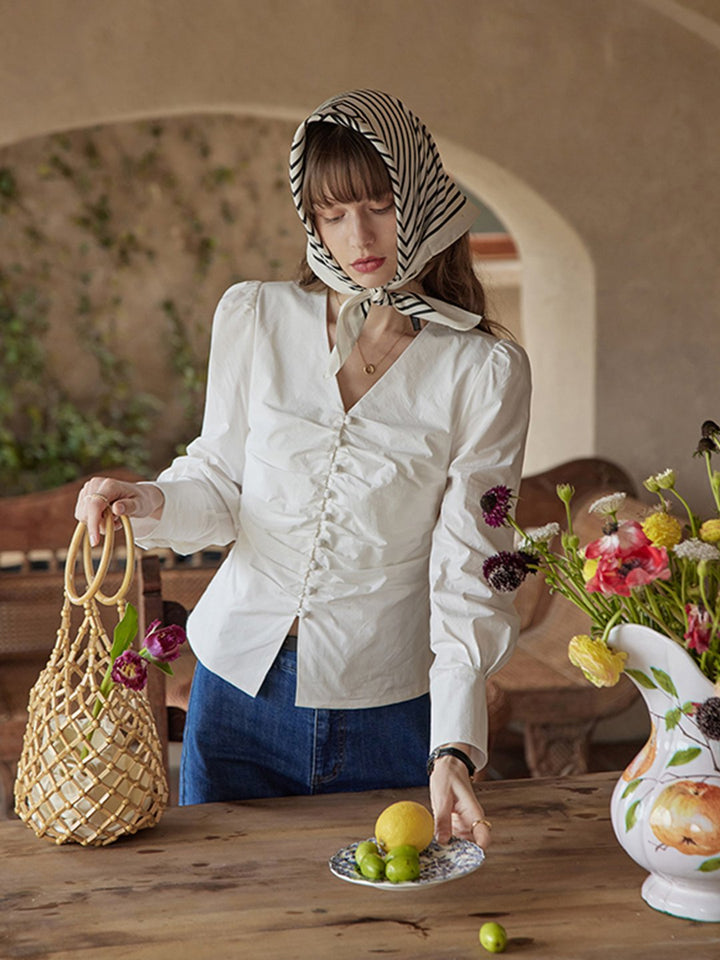Jasmine Elegant V-Neck Puff sleeve Top