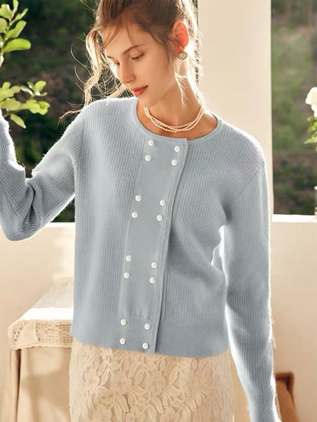 Alena French Style Double-breasted Knitted Cardigan