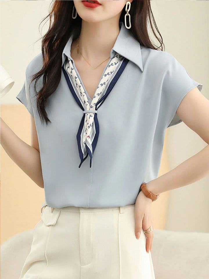 Khloe Casual Paneled Chiffon Shirt