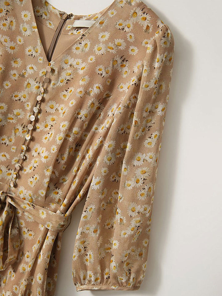 Elizabeth Vintage Daisy Printed Dress