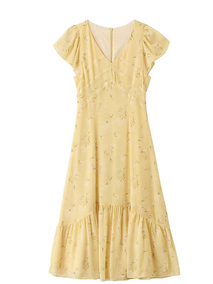Rachel Vacation V-neck Chiffon Floral Dress