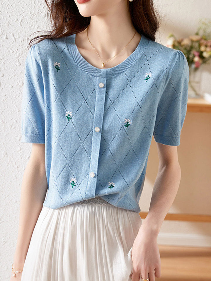 Natalie Classic Diamond Knitted Top