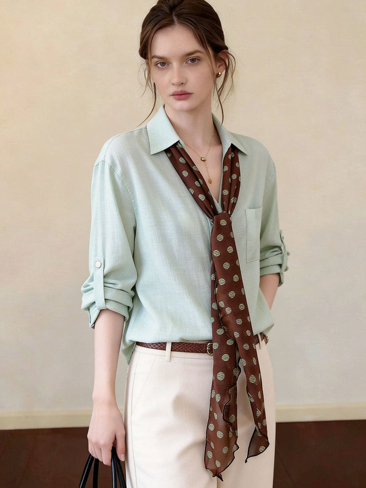 Abigail Loose Polo Collar Tie Shirt