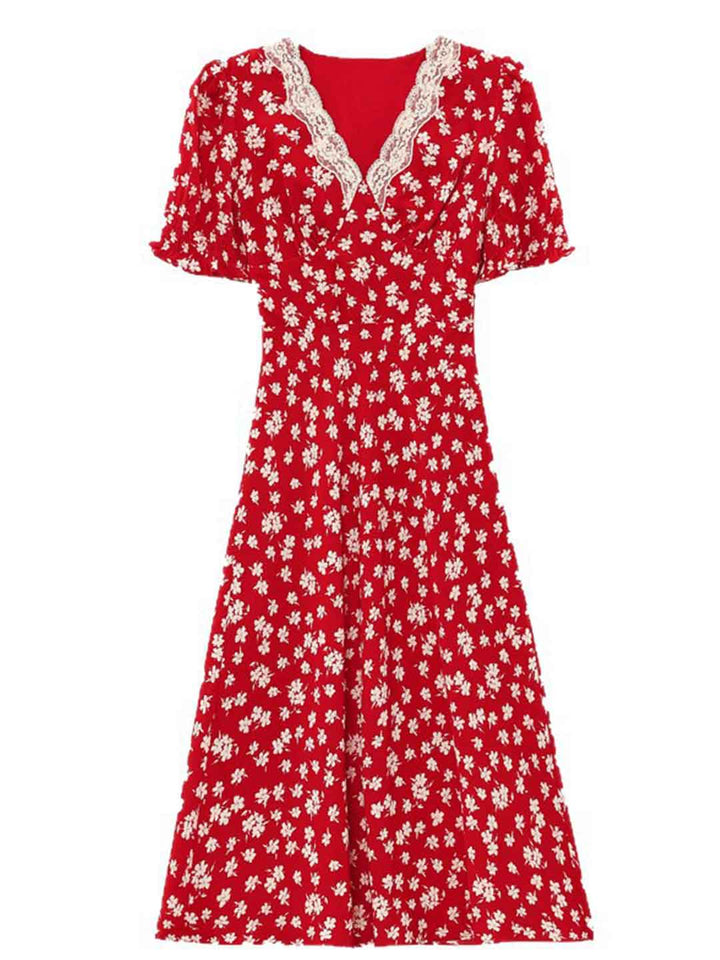 Faith Vacation V-Neck Puff Sleeve Floral Dress